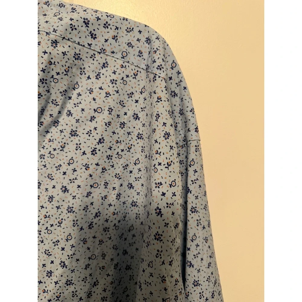 Crown & Ivy Mens 3XLT Classic Fit Floral Microprint Button Down Shirt Light Blue